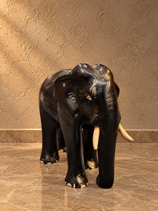 4 Inch Wooden Elephant Black