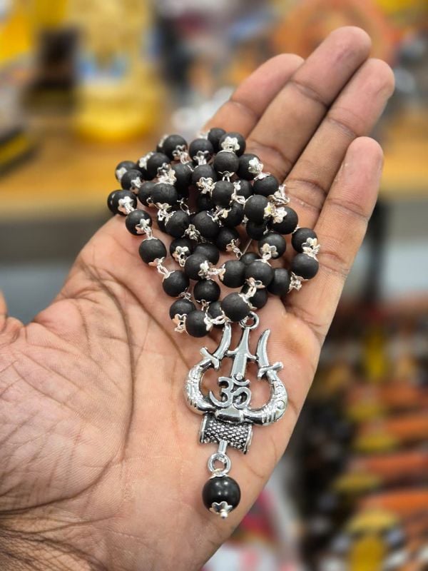 Thrisoolam Silver plated Karungali Locket mala