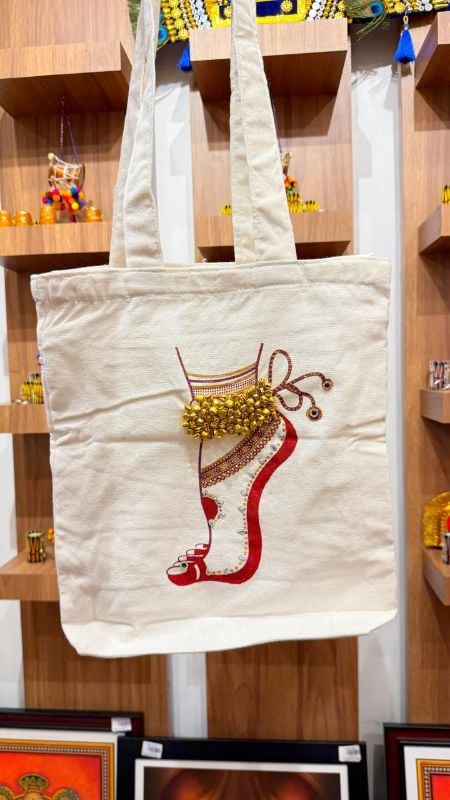 Dancers bag white cotton with golden bells