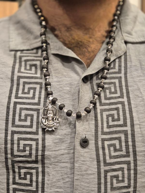Shiva Face Silver plated Karungali Locket mala