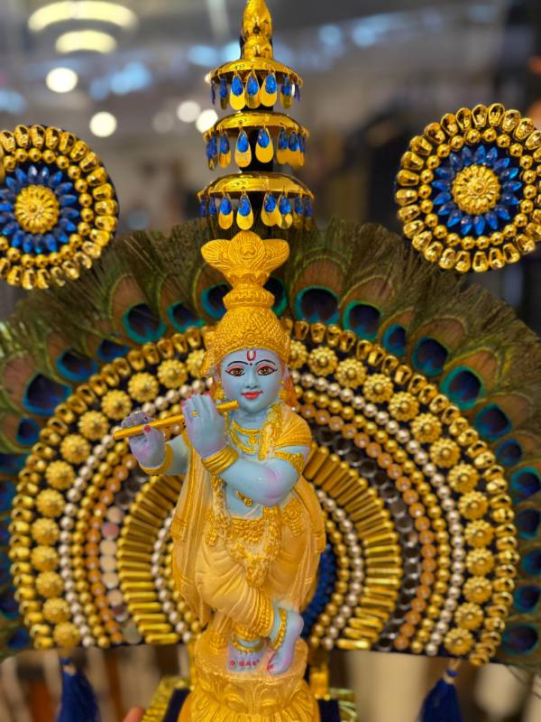 Peacock Thidamb with Blue gold Krishna