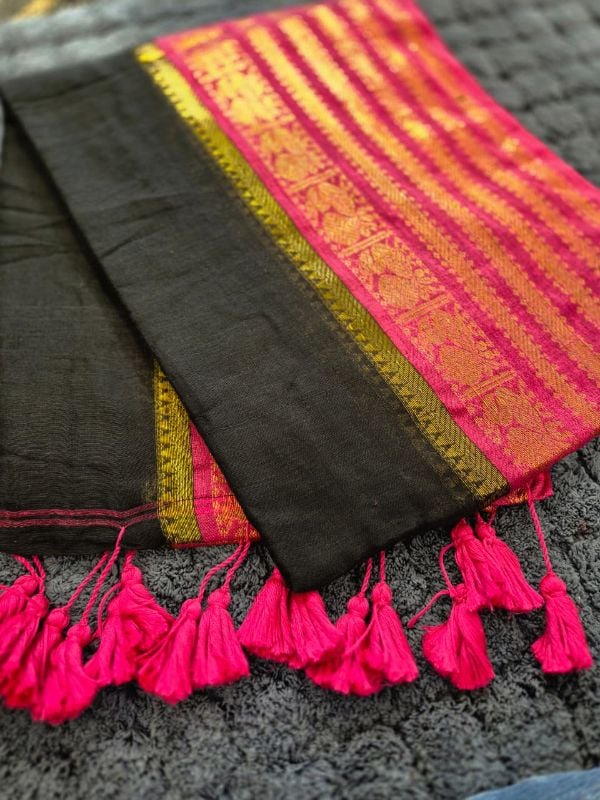 Red Kanchi Border Mulcotton Saree