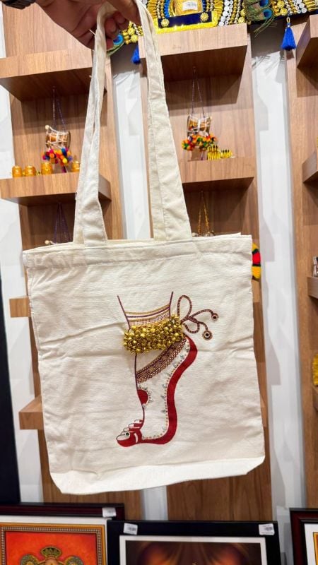 Dancers bag white cotton with golden bells