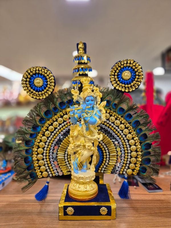 Peacock Feather Thidambu With Blue Gold Krishna
