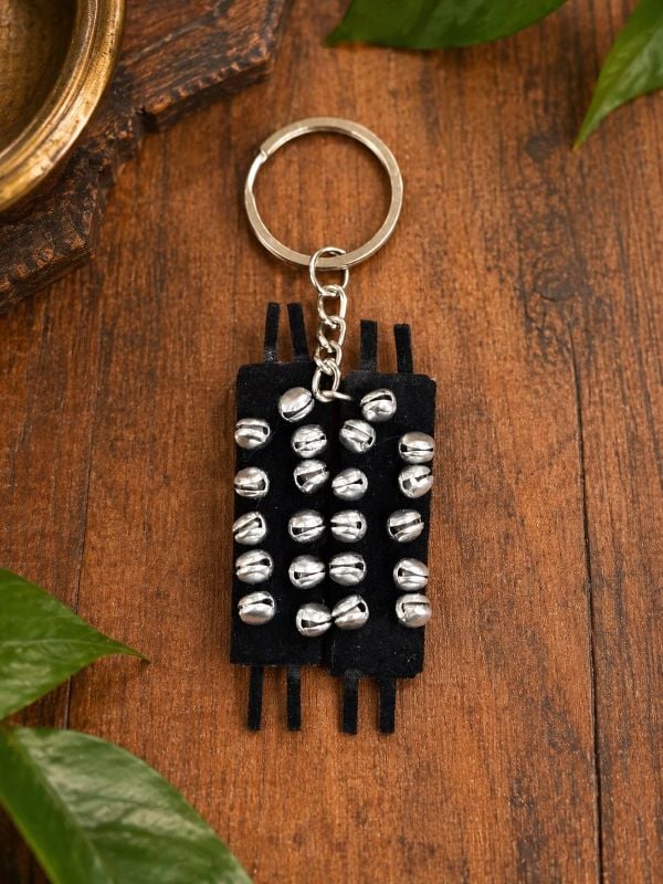Black Chilanka Miniature Silver Bells Keychain