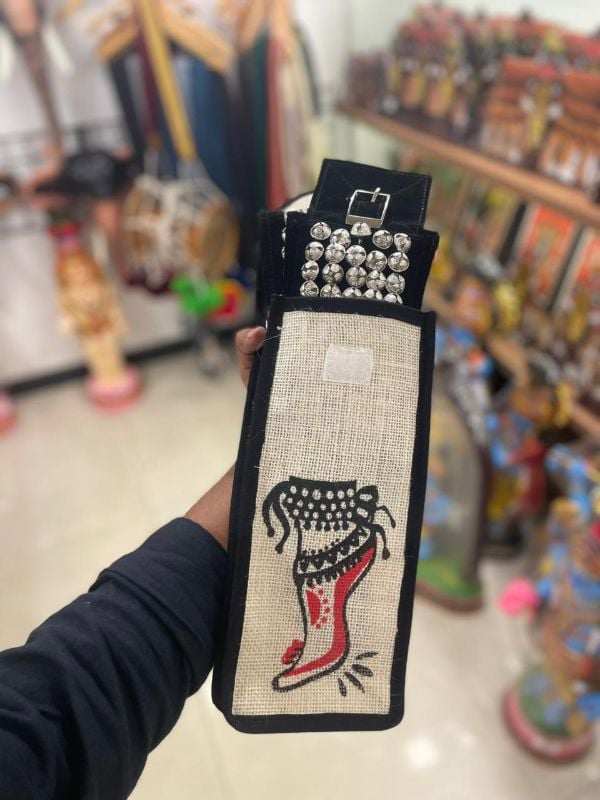 Black Five Layer Silver Bells Chilanka With Bag for classical dance