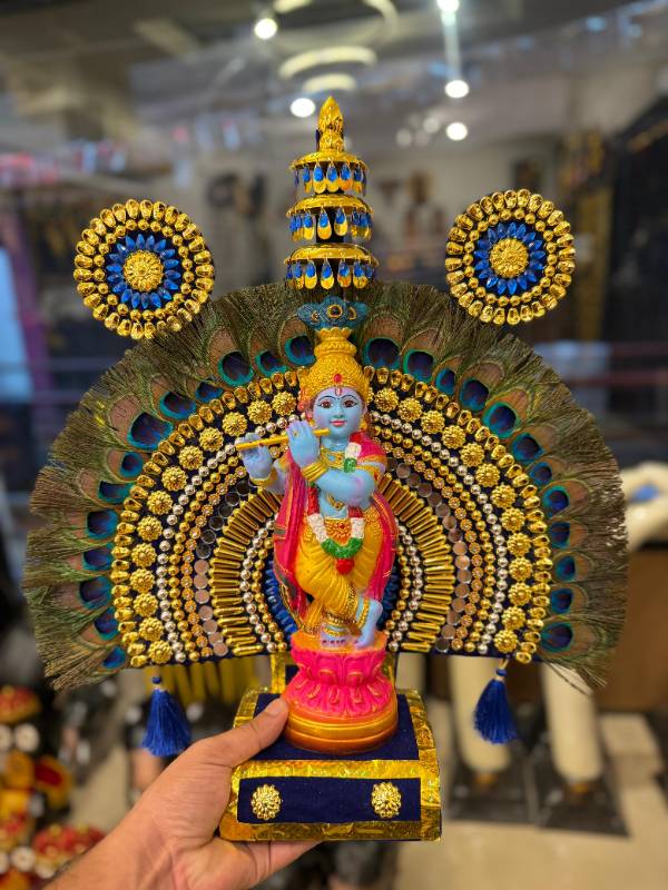 Peacock Thidamb with Blue rose Krishna