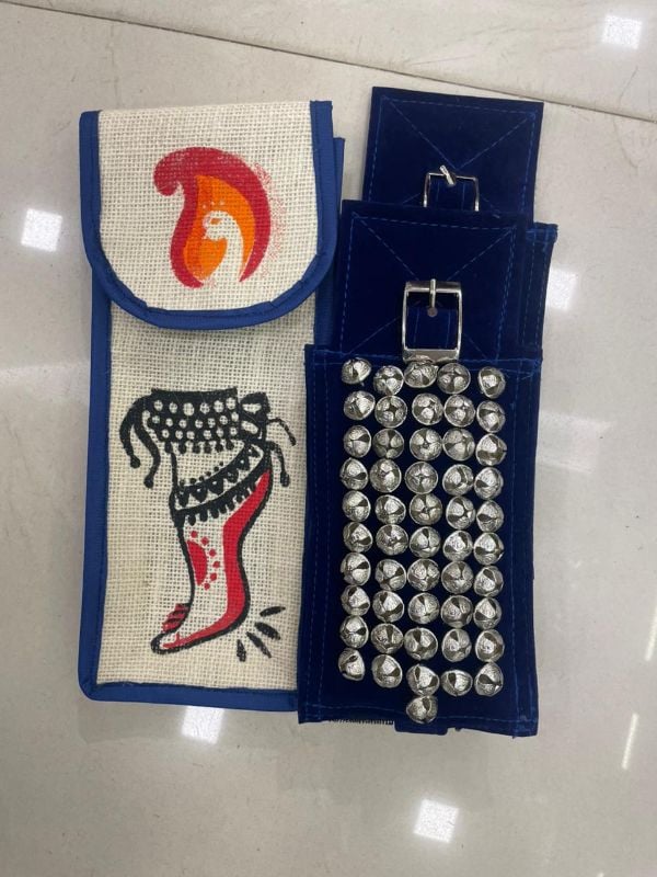 Blue Five Layer Silver Bells Chilanka With Bag for classical dance