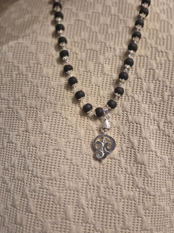 Vel Silver plated Karungali Locket mala