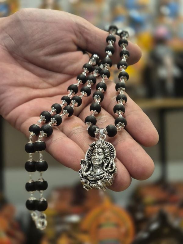 Shiva Face Silver plated Karungali Locket mala
