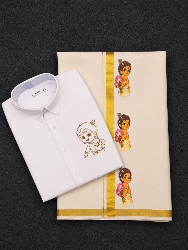 Kasavu Krishna Shirt-Mund Combo Model 1