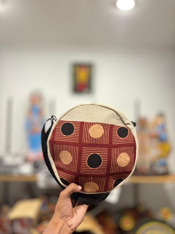 Ladies Cross Body Bag Jute Round Model 4
