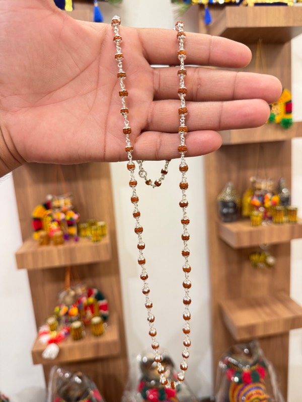Rudraksha pure silver mala
