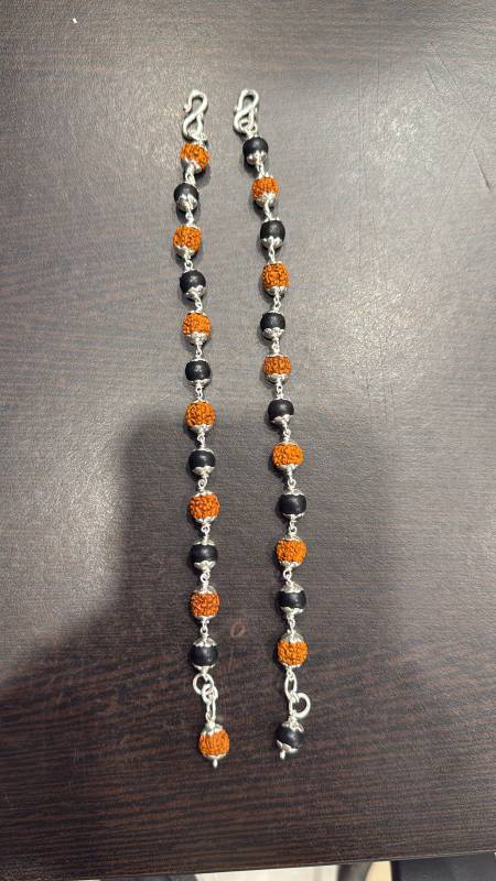 Karungali with Rudraksha pure silver bracelet