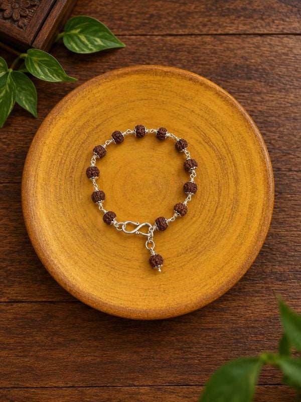Rudraksha pure silver bracelet 8mm