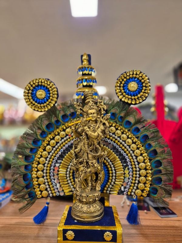 Peacock Feather Thidambu With Brass Krishna