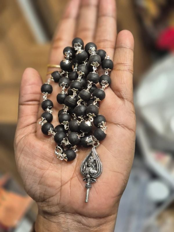 Muruga Silver plated Karungali Locket mala