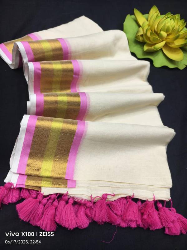 Pink mul cotton saree (6 Meters)