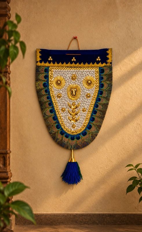 1.5 feet Peacock gold silver netipattam