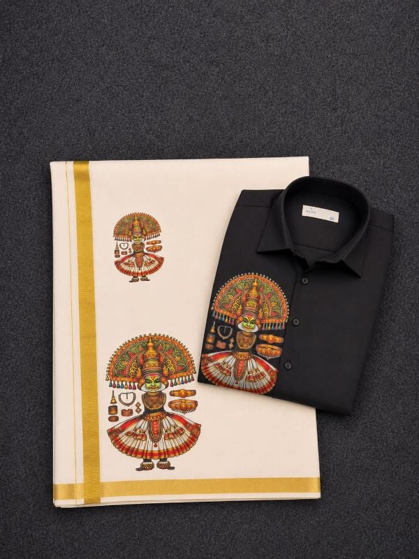 Kathakali Printed Shirt-Mund Combo Model 1