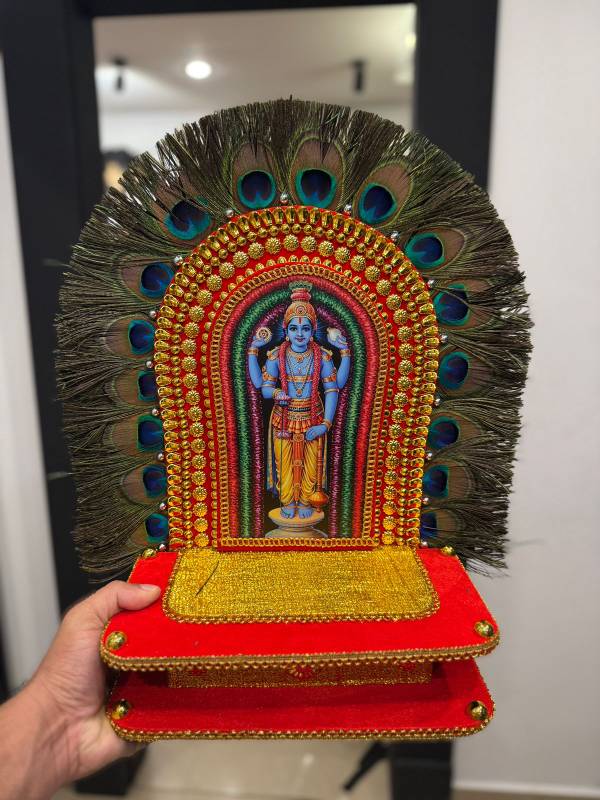 Peacock feather guruvayoorappan kolam medium