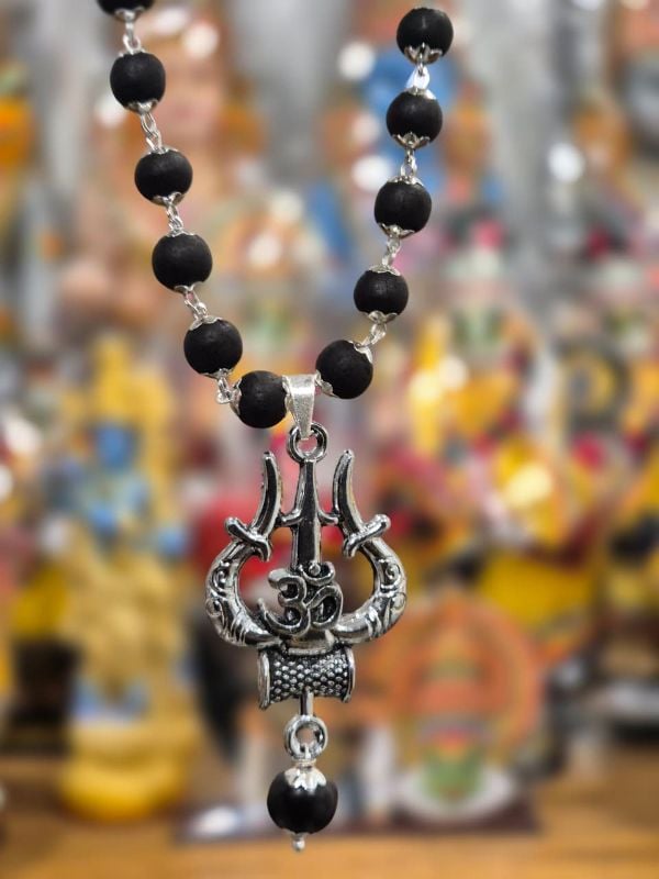Thrisoolam Silver plated Karungali Locket mala