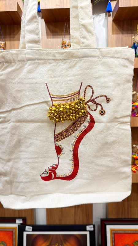 Dancers bag white cotton with golden bells