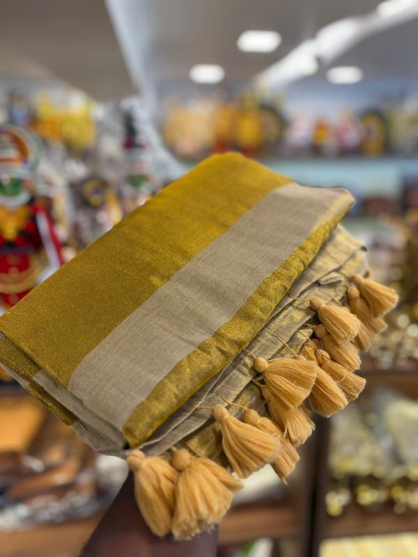 Golden Tissue Saree Model 3(6 Meters)
