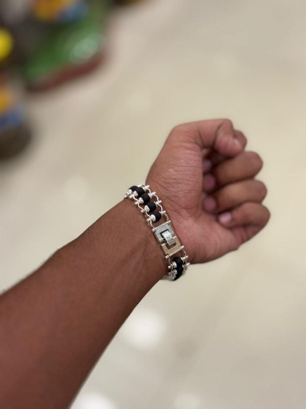 Watch Model Silver Plated Karungali Bracelet