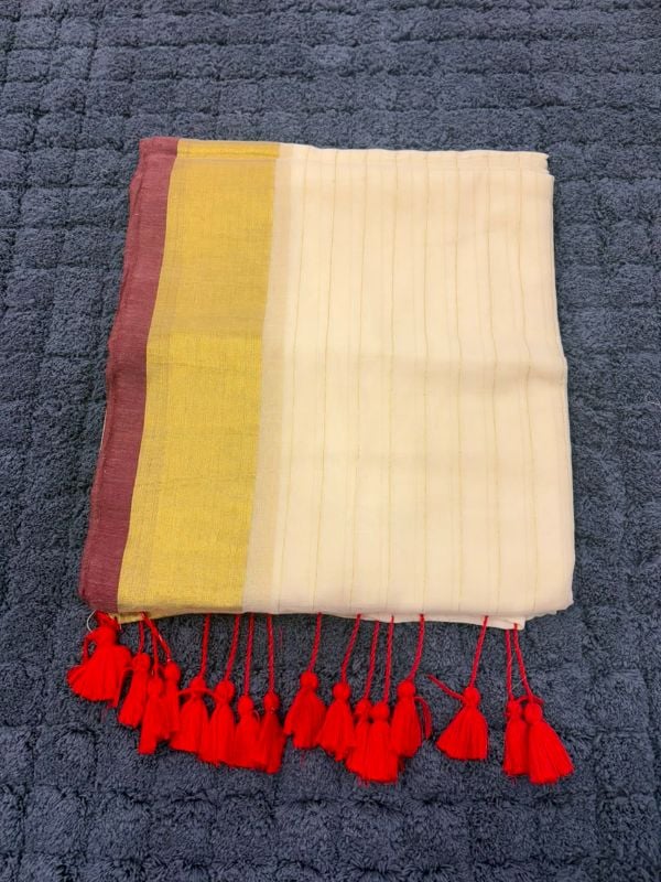 Maroon & Golden Border Mulcotton Saree