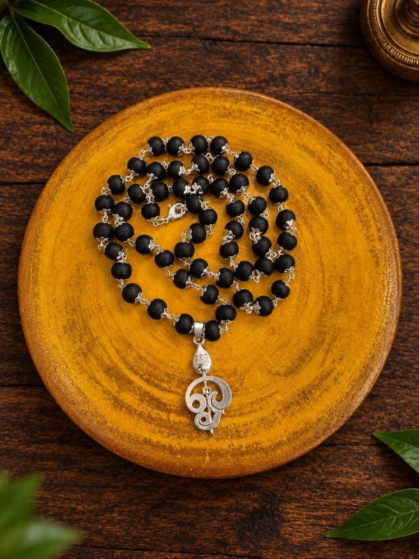 Vel Silver plated Karungali Locket mala