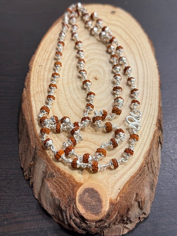Rudraksha pure silver mala