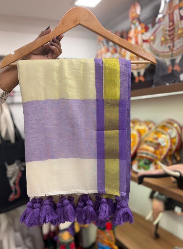 Lavender mul cotton saree (6 Meters)