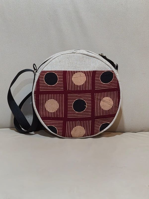 Ladies Cross Body Bag Jute Round Model 4