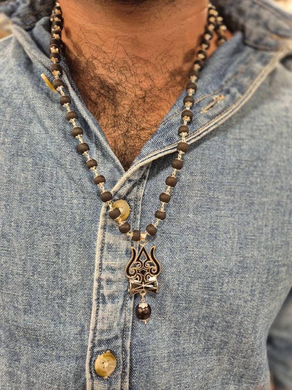 Silver plated Karungali Locket mala