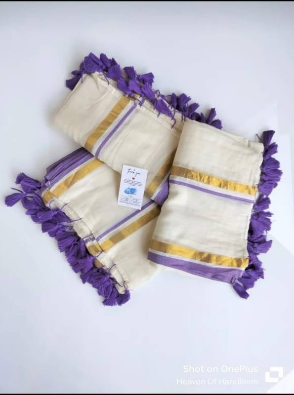 Lavender mul cotton saree (6 Meters)