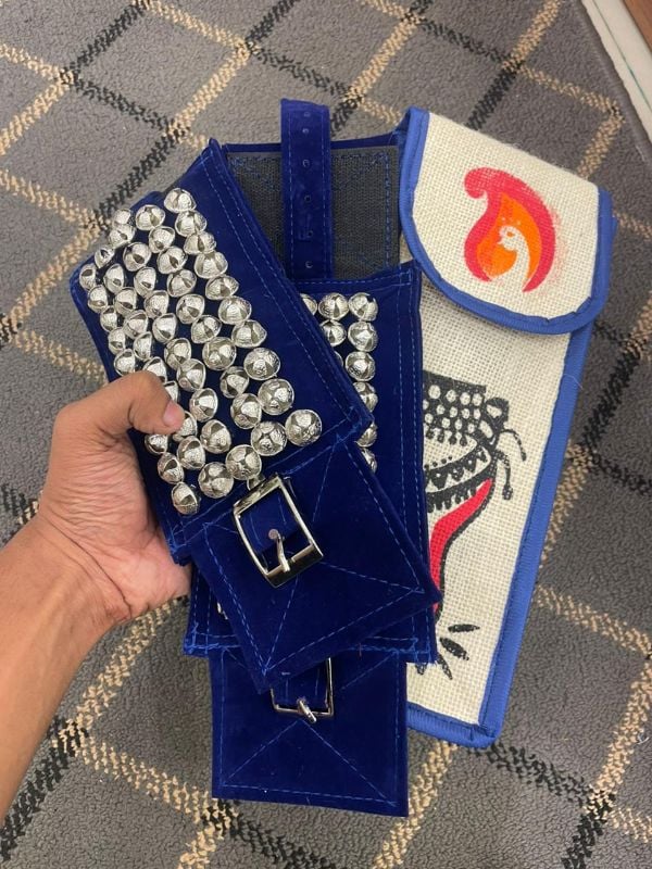 Blue Five Layer Silver Bells Chilanka With Bag for classical dance