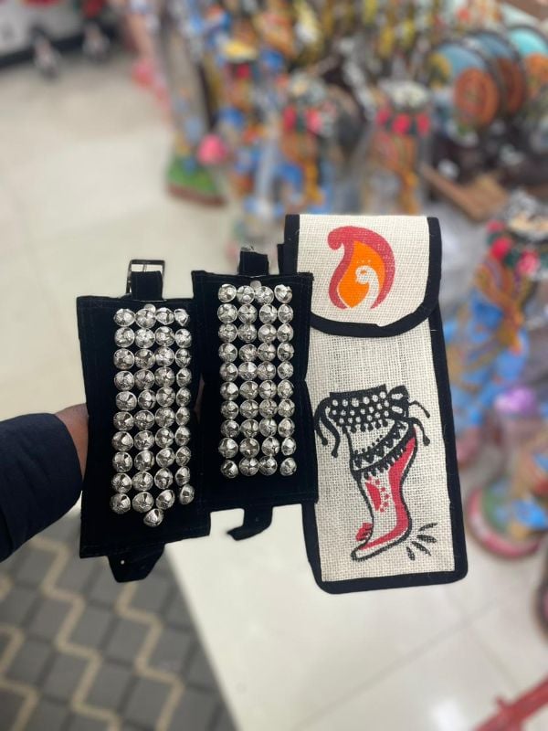 Black Four Layer Silver Bells Chilanka With Bag for classical dance