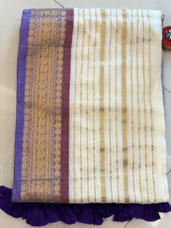 Lavender and Red Soft Mulcotton saree(6 Meters)