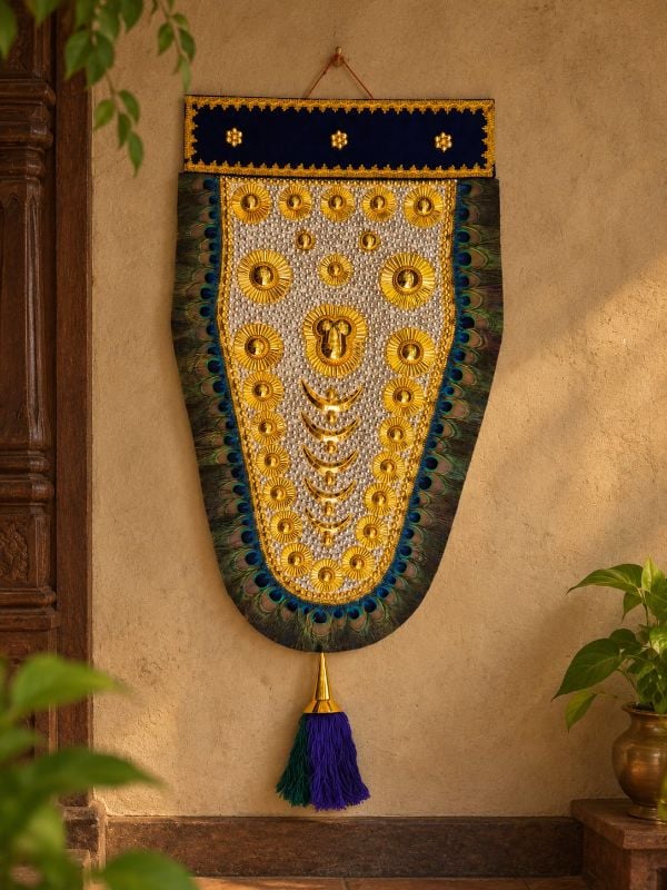 3 feet Peacock Feather Netipattam Silver Gold Normal