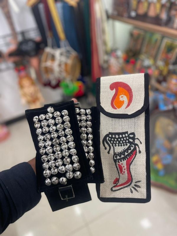 Black Five Layer Silver Bells Chilanka With Bag for classical dance