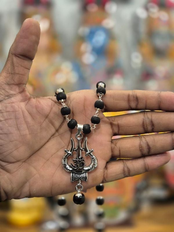 Thrisoolam Silver plated Karungali Locket mala