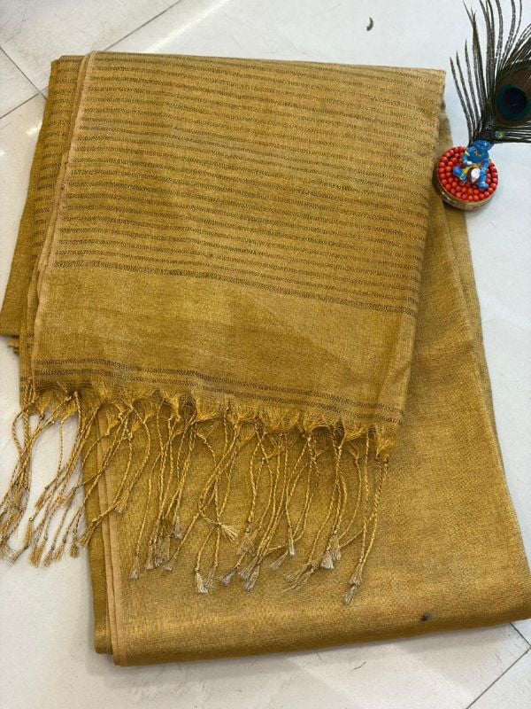 Golden Tissue Saree Model 2(6 Meters)