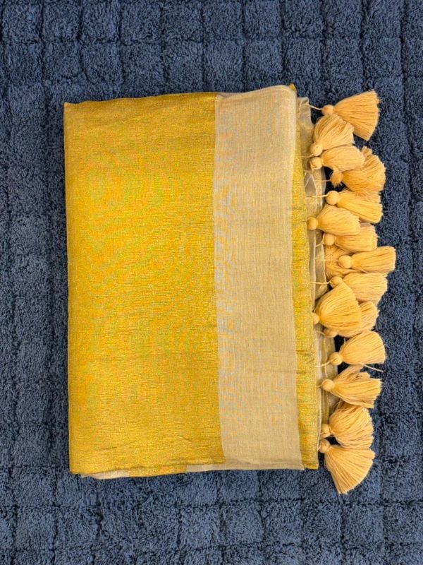 Golden Tissue Saree Model 3(6 Meters)