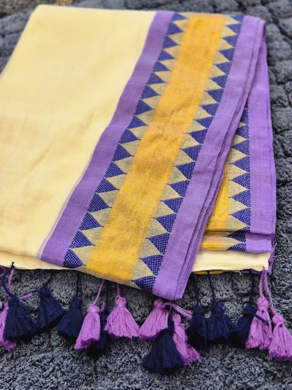 Lavender Traditional Kasavu Mulcotton Saree