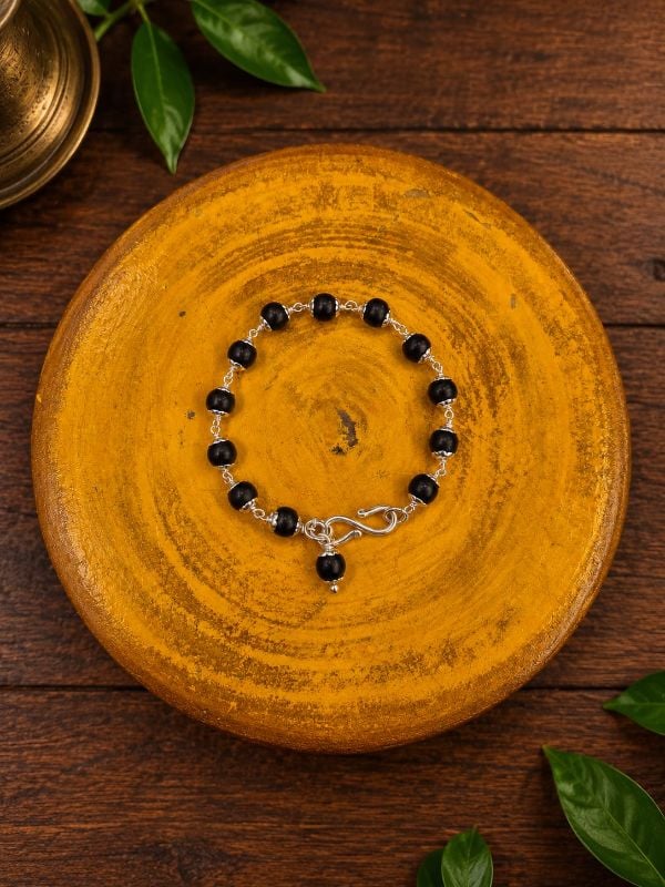 Karungali pure silver Bracelet 8 mm