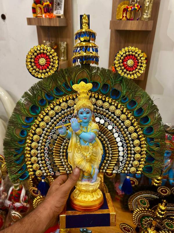 Peacock Thidamb with Blue gold Krishna