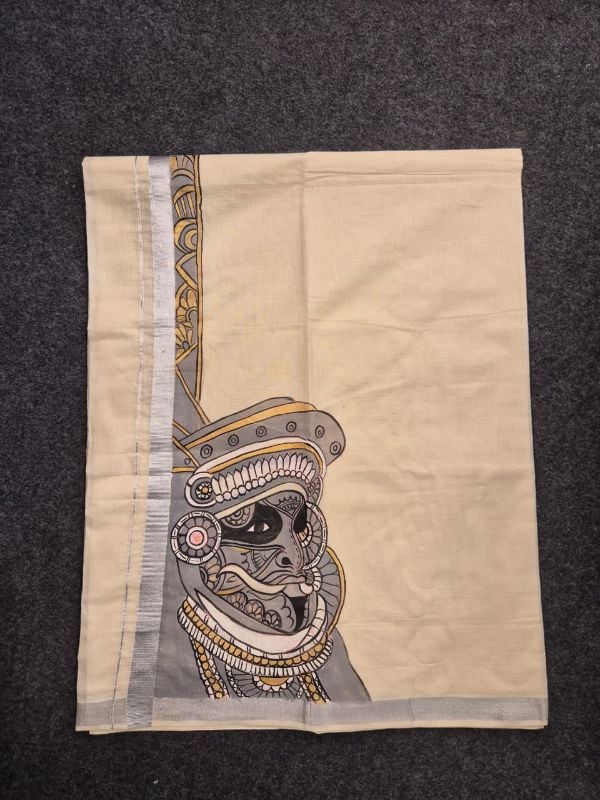 Kasavu Theyyam Hand Painted Mund