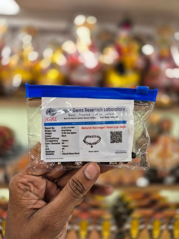 8mm Silver Plated Karungali Mala With Certificate