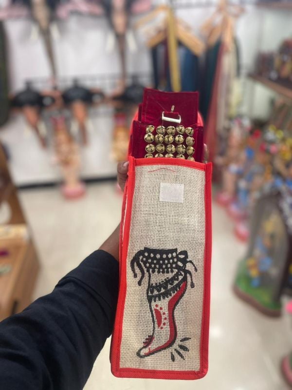 Red Five layer Chilanka With Bag for classical dance